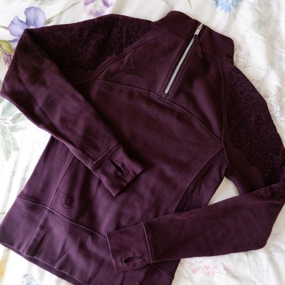 lululemon floral flock pullover / black cherry / size 2 - Picture 2 of 6